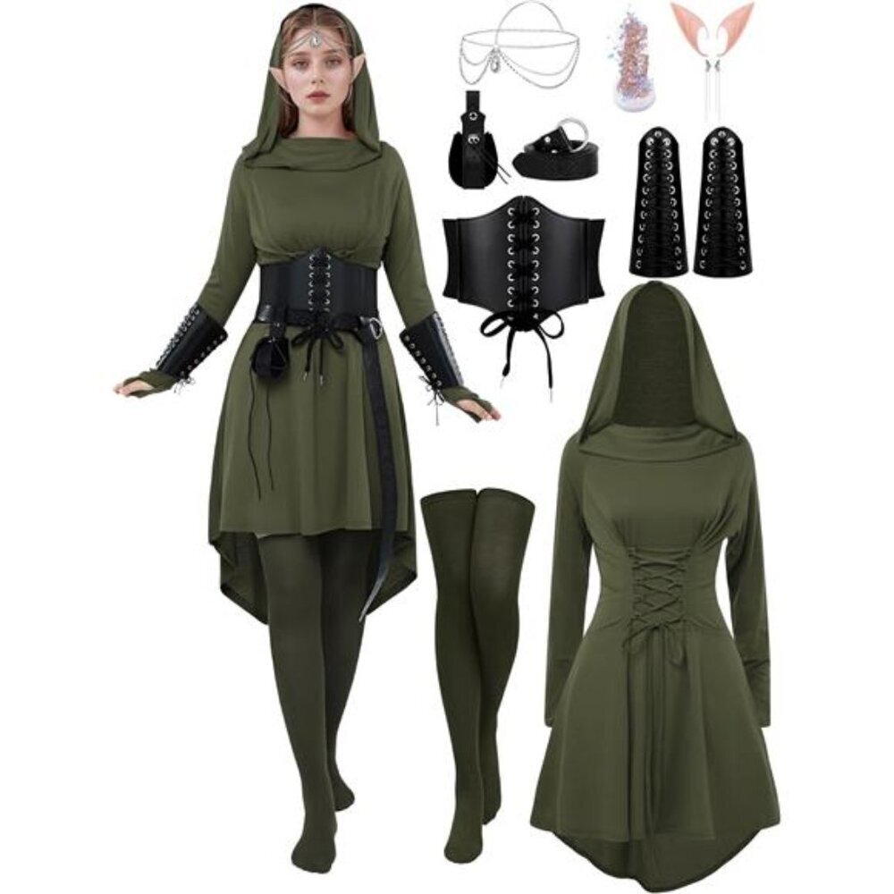 10 Pcs Women Medieval Renaissance Fairy Costumes Set